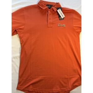 Le Tigre Orange Cotton Polo Shirt Tiger Logo Short Sleeve Collared Men's Small